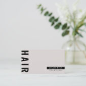 Stijlvolle Bold Typografie Beige Hair Stylist Visitekaartje (Staand voorkant)