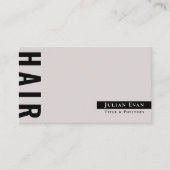 Stijlvolle Bold Typografie Beige Hair Stylist Visitekaartje (Voorkant)