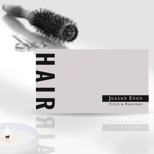 Stijlvolle Bold Typografie Beige Hair Stylist Visitekaartje