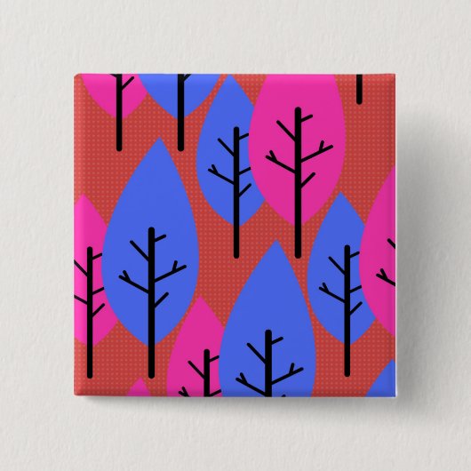 Stijlvolle bomen vierkante button 5,1 cm (Voorkant)