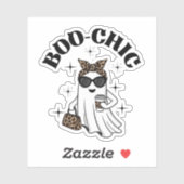 Stijlvolle Boo-Chic Ghost met Leopard Print & Koff Sticker (Vel)