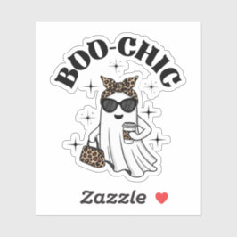 Stijlvolle Boo-Chic Ghost met Leopard Print & Koff Sticker