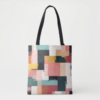 Stijlvolle boodschappentas met kleurrijk geometris tote bag