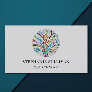 Stijlvolle Boom van het Leven Yoga Instructeur Visitekaartje
