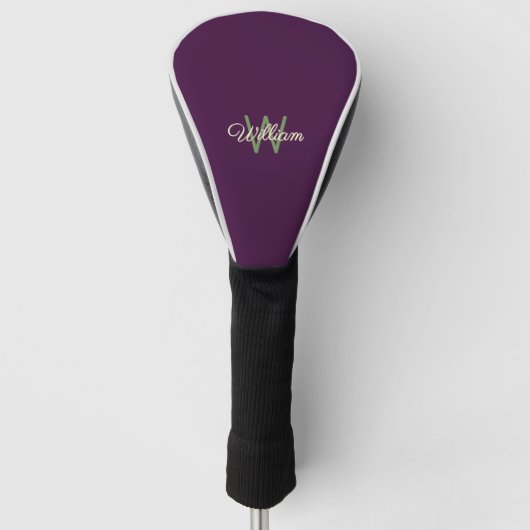 Stijlvolle bordeauxrode monogram golfheadcover (Voorkant)
