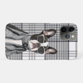 Stijlvolle Boston Terrier-hond en geruite monogram Case-Mate iPhone Case (Achterkant (horizontaal))