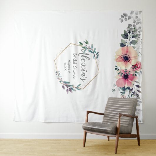 Stijlvolle botanische bruidsshower wandkleed (In Situ (horizontaal))