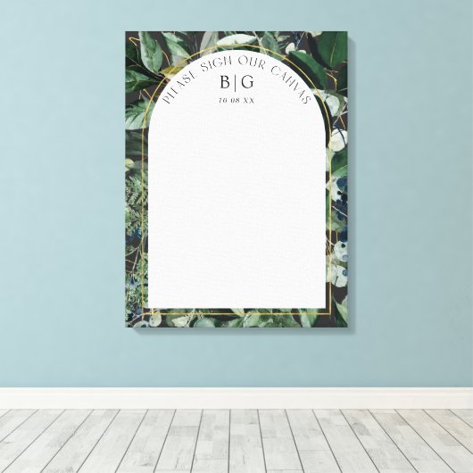 Stijlvolle Botanische Bruiloft gastenboek alternat Canvas Afdruk (Insitu (Houten vloer))