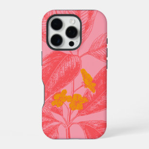 Stijlvolle botanische chic bloementuin roze rood iPhone 16 pro hoesje