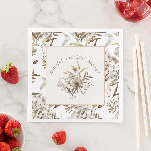 Stijlvolle botanische ‘dankbaar dankbaar gezegend’ servet (Insitu)