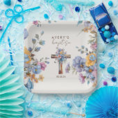 Stijlvolle Botanische Doop kruis elegant Papieren Bordje (Feest)