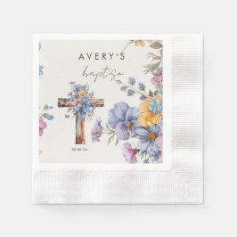 Stijlvolle Botanische Doop kruis elegant Servet