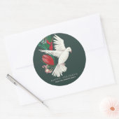 Stijlvolle Botanische Groene en Rode Dood Kerstmis Ronde Sticker (Envelop)