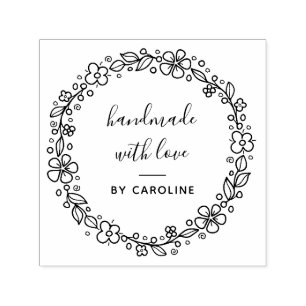 Stijlvolle botanische krans handgemaakt  zelfinktende stempel