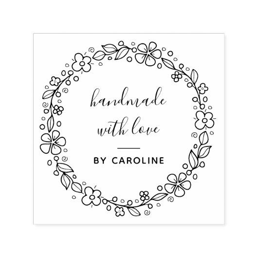 Stijlvolle botanische krans handgemaakt zelfinktende stempel (Design)