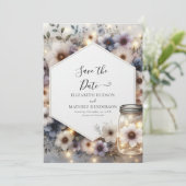 Stijlvolle Botanische Mason Jar bruiloft Save The Date (Staand voorkant)