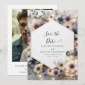 Stijlvolle Botanische Mason Jar bruiloft Save The Date (Voorkant / Achterkant)