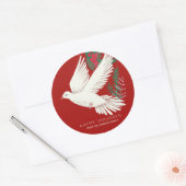 Stijlvolle botanische rode duif Kerstmis Ronde Sticker (Envelop)
