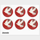 Stijlvolle botanische rode duif Kerstmis Ronde Sticker (Vel)