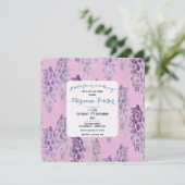 Stijlvolle botanische roze babyshower uitnodiging (Staand voorkant)