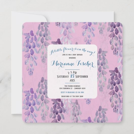 Stijlvolle botanische roze babyshower uitnodiging (Voorkant)