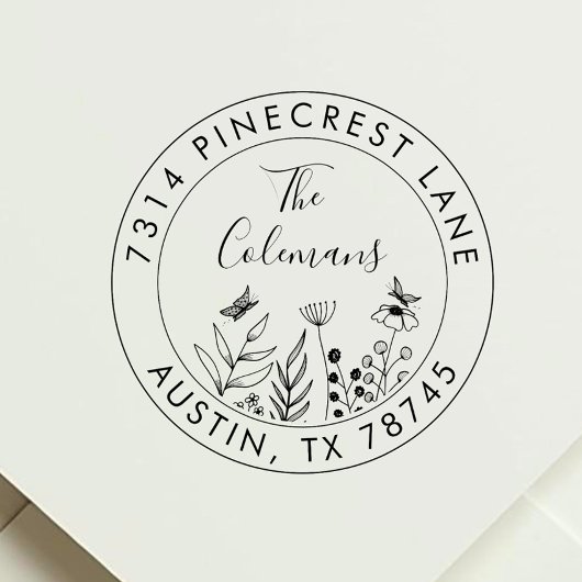 Stijlvolle botanische terugkeer gezinsadres zelfinktende stempel