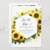 Stijlvolle botanische zonnebloem bruiloft save the date (Voorkant / Achterkant)