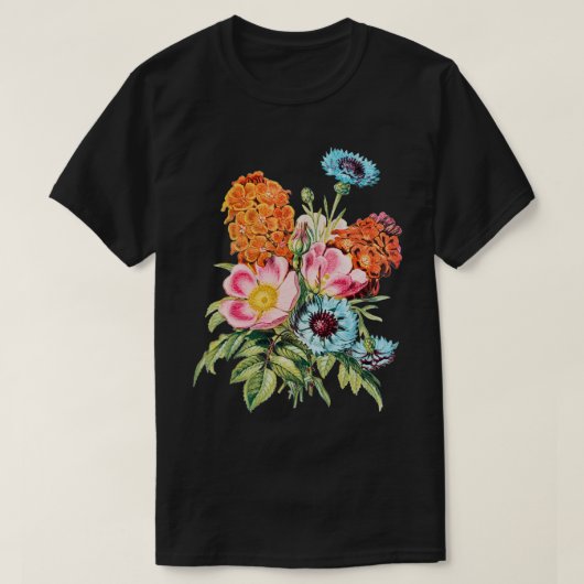 Stijlvolle Bouquet Blauwe Fles T-shirt (Design voorkant)