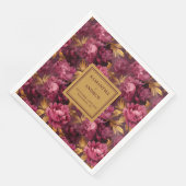 Stijlvolle Bourgogne Blush Goud Trouwpapier Servet (Hoek)