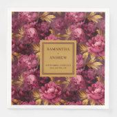 Stijlvolle Bourgogne Blush Goud Trouwpapier Servet (Voorkant)