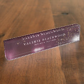 Stijlvolle Bourgogne en Gold Glitter-Waterverf Naambordje (Zijkant)