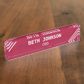 Stijlvolle Bourgogne en witte bureau naam Bord Naambordje (Zijkant)