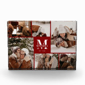 Stijlvolle Bourgogne Familie Fotocollage Keepsake Fotoblokken (Voorkant)