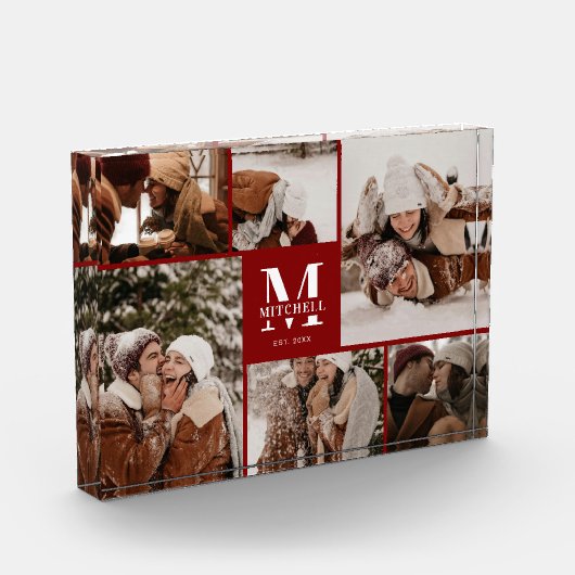 Stijlvolle Bourgogne Familie Fotocollage Keepsake Fotoblokken (Links)