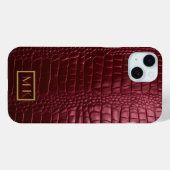Stijlvolle Bourgogne Krokodil Leder Look Monogram Case-Mate iPhone Case (Achterkant (horizontaal))