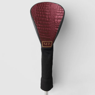 Stijlvolle Bourgogne Krokodil Leder Look Monogram Golfheadcover