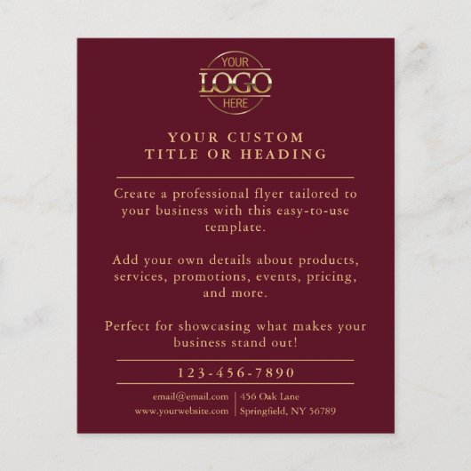 Stijlvolle Bourgogne Red Business Logo Promotional Flyer (Voorkant)