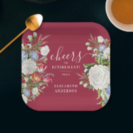Stijlvolle  Bourgogne Retirement Garden Floral Papieren Bordje