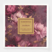 Stijlvolle Bourgogne Roze Blush Gouden Trouwservet Servet (Voorkant)