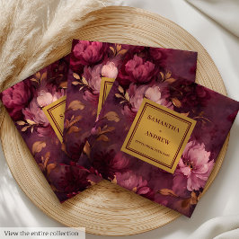 Stijlvolle Bourgogne Roze Blush Gouden Trouwservet Servet