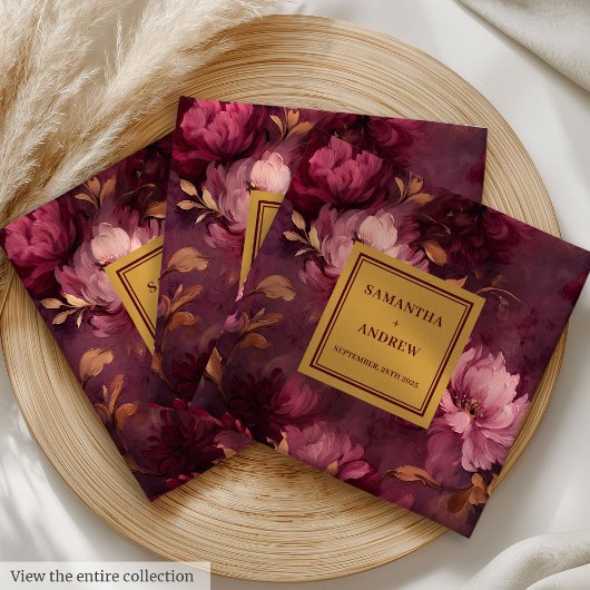 Stijlvolle Bourgogne Roze Blush Gouden Trouwservet Servet