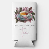 Stijlvolle Bourgogne Tea Party Bloemen Waterverf N Seltzer Blikjeskoeler (Achterkant)