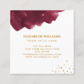 Stijlvolle Bourgogne Waterverf, penseelstreek en g Vierkante Visitekaartje (Achterkant)