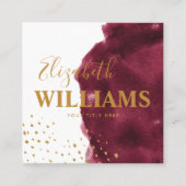 Stijlvolle Bourgogne Waterverf, penseelstreek en g Vierkante Visitekaartje (Voorkant)