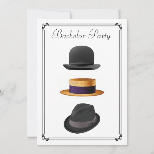 Stijlvolle Bowler Straw Fedora Hoed Verlovingsfees Kaart (Voorkant)
