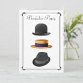Stijlvolle Bowler Straw Fedora Hoed Verlovingsfees Kaart (Staand voorkant)