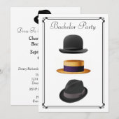 Stijlvolle Bowler Straw Fedora Hoed Verlovingsfees Kaart (Voorkant / Achterkant)