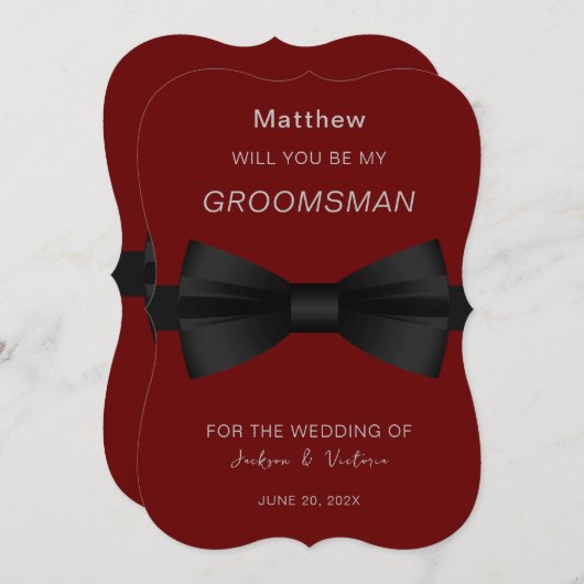 Stijlvolle Bowtie Groomsman Kaart (Voorkant / Achterkant)