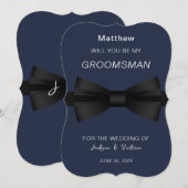 Stijlvolle Bowtie Groomsman Kaart (Voorkant / Achterkant)