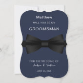 Stijlvolle Bowtie Groomsman Kaart (Voorkant)